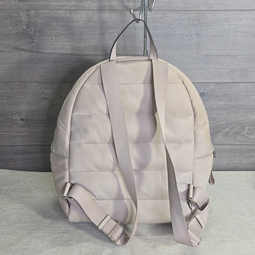 Kate Spade Ella Ksnyl Puffy Warm Beige Padded Nylon Backpack